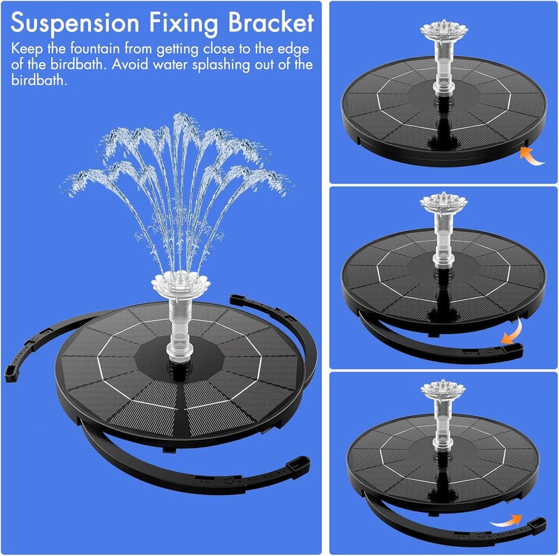 AISITIN 3.5W Solar Fountain Pump for Water Feature Outdoor DIY Solar Bird Bath Fountain with Multiple Nozzles, Solar Powered Water Fountain for Garden, Ponds, Fish Tank and Aquarium - Image 5